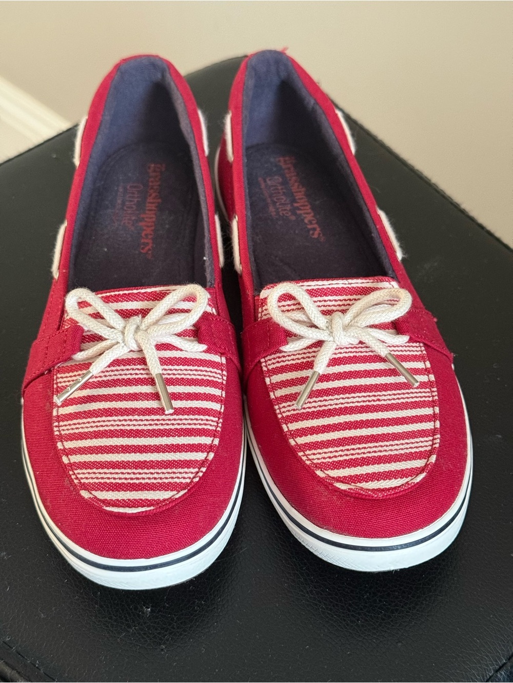 Grasshoppers Red Striped Slip-On Boat Shoes for Women